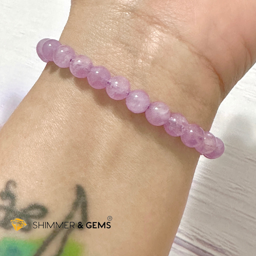 Purple Jade 6mm Money Bag (24K Gold Plated Brass) Bracelet