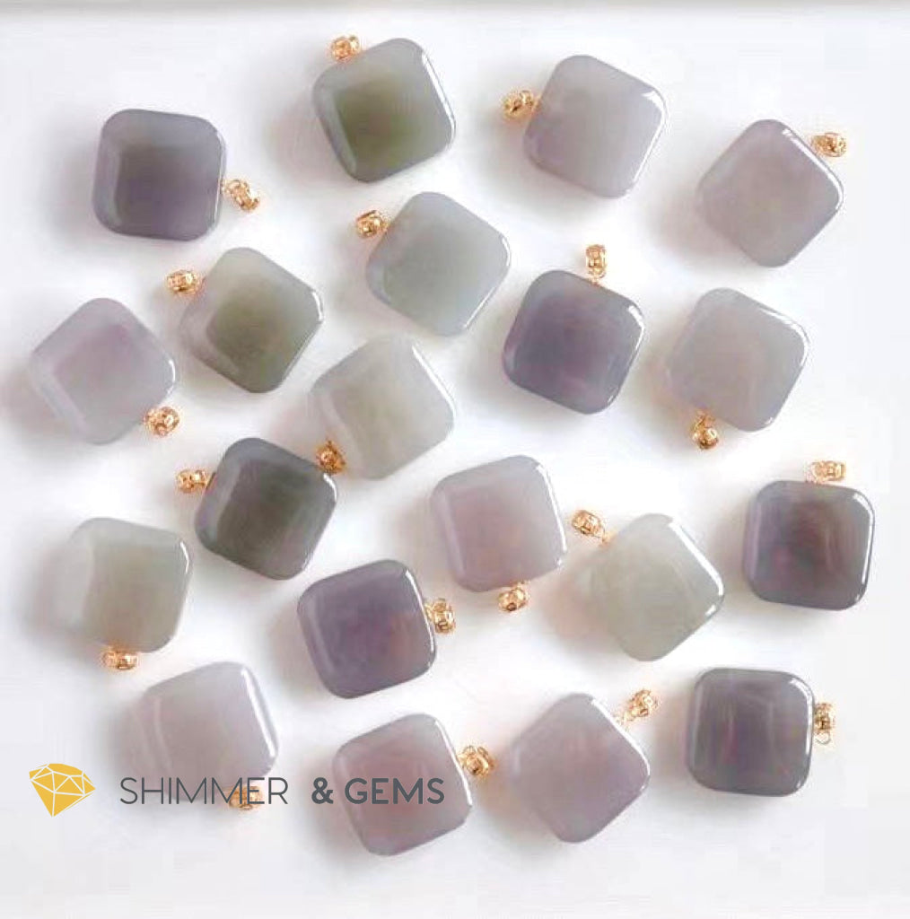 Purple Jade Cube 18K Gold Pendant (20Mm) 20Mm Only