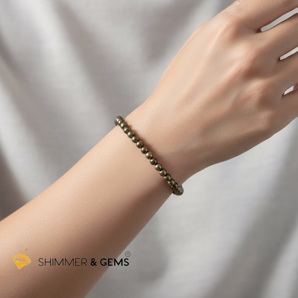 Pyrite 4mm Bracelet (Wealth • Success • Protection)