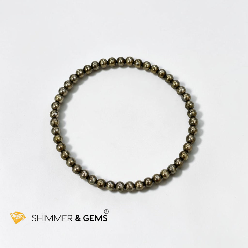 Pyrite 4mm Bracelet (Wealth • Success • Protection)