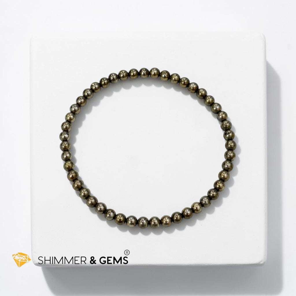 Pyrite 4mm Bracelet (Wealth • Success • Protection)