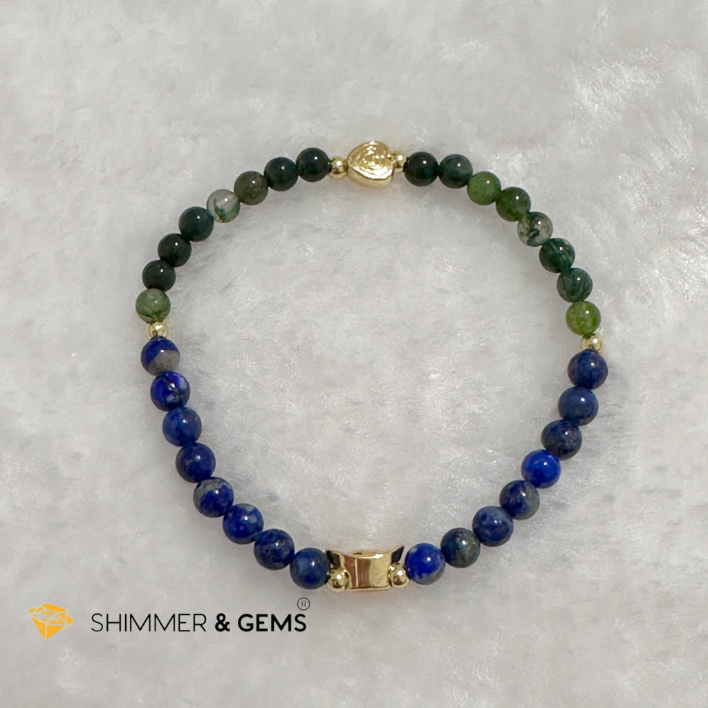 Rabbit Animal Zodiac 2024 Goodluck Bracelet (Lapis Lazuli & Moss Agate) Feng Shui