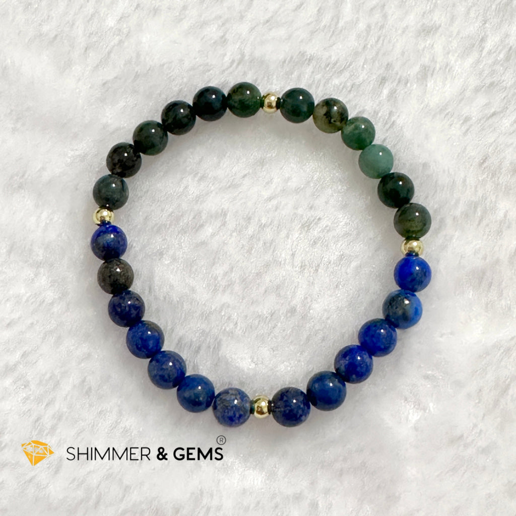 Rabbit Animal Zodiac 2024 Goodluck Bracelet (Lapis Lazuli & Moss Agate) Feng Shui