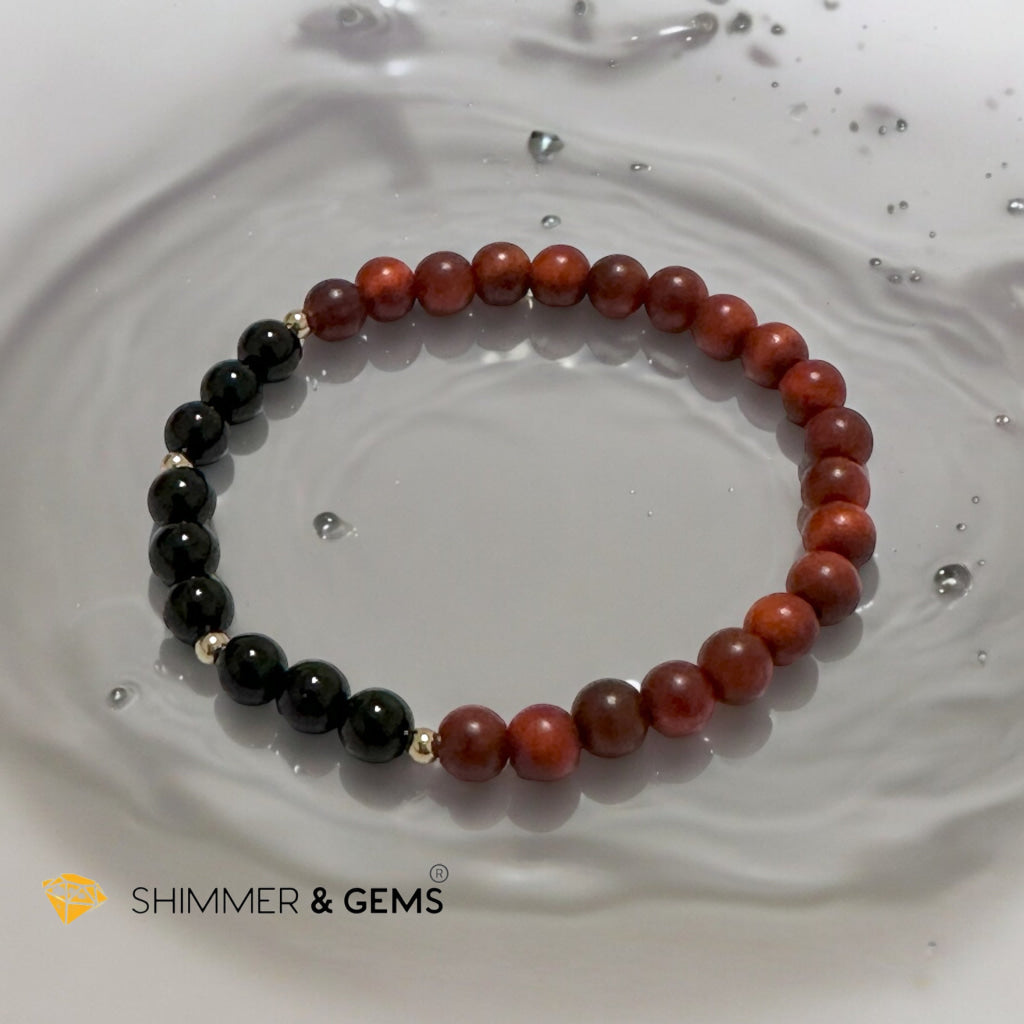 Raja Kayu with Black Onyx and 14k gold filled Bracelet 6mm (Synergy of Protection)