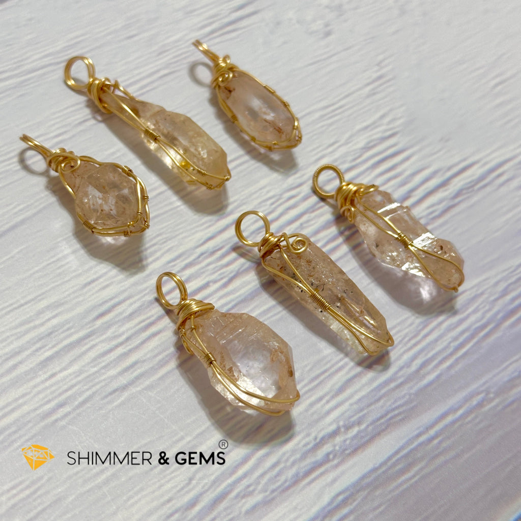 Red Hematite Elestial Quartz Wire-wrapped Pendant (Madagascar) 20-35mm