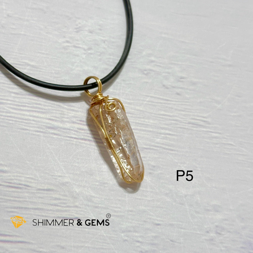 Red Hematite Elestial Quartz Wire-wrapped Pendant (Madagascar) 20-35mm