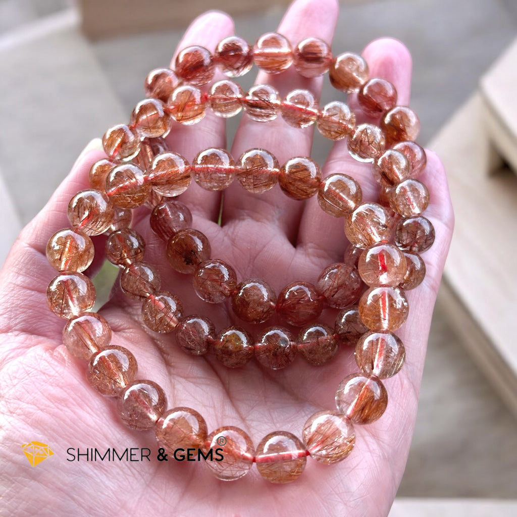 Red Rutilated Quartz (AAAA) Bracelet