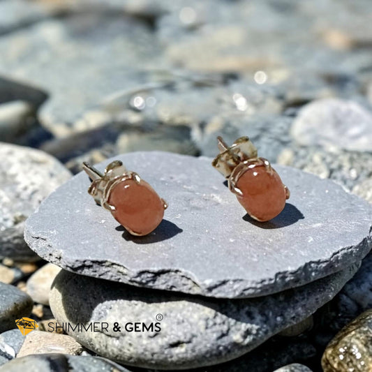 Rhodochrosite 6×8mm Oval 925 Silver Earrings