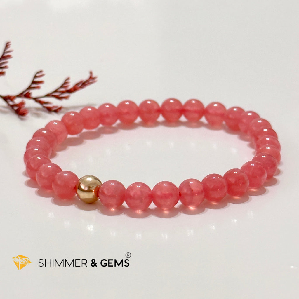 Rhodochrosite 6Mm Bracelet (High Grade Aaaa)
