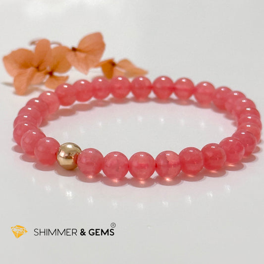 Rhodochrosite 6Mm Bracelet (High Grade Aaaa) 5.5