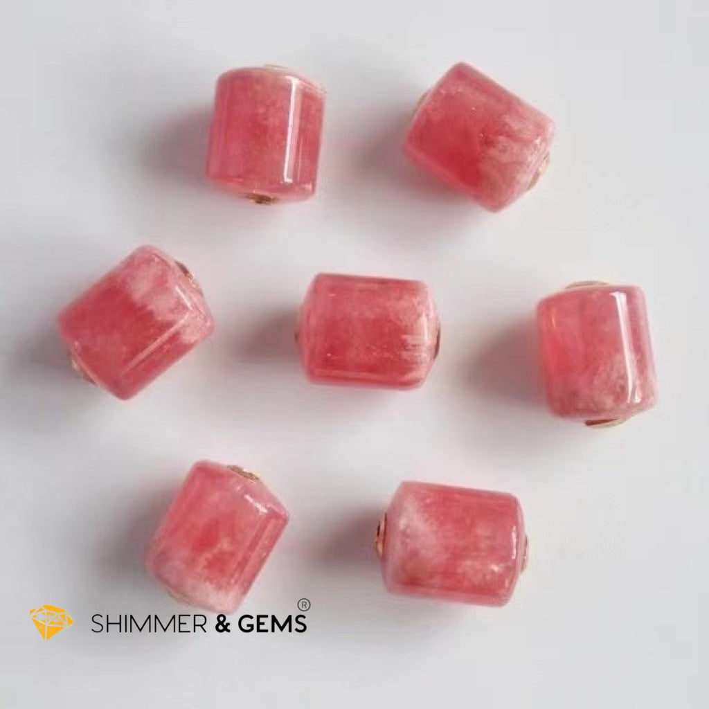 Rhodochrosite Barrel 18K Gold Pendant (12Mm) 12Mm Only Charms & Pendants