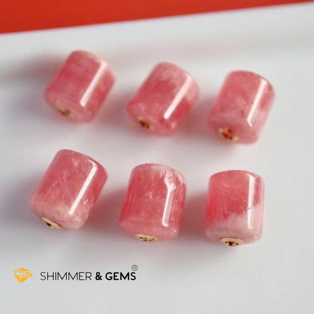 Rhodochrosite Barrel 18K Gold Pendant (12Mm) Charms & Pendants