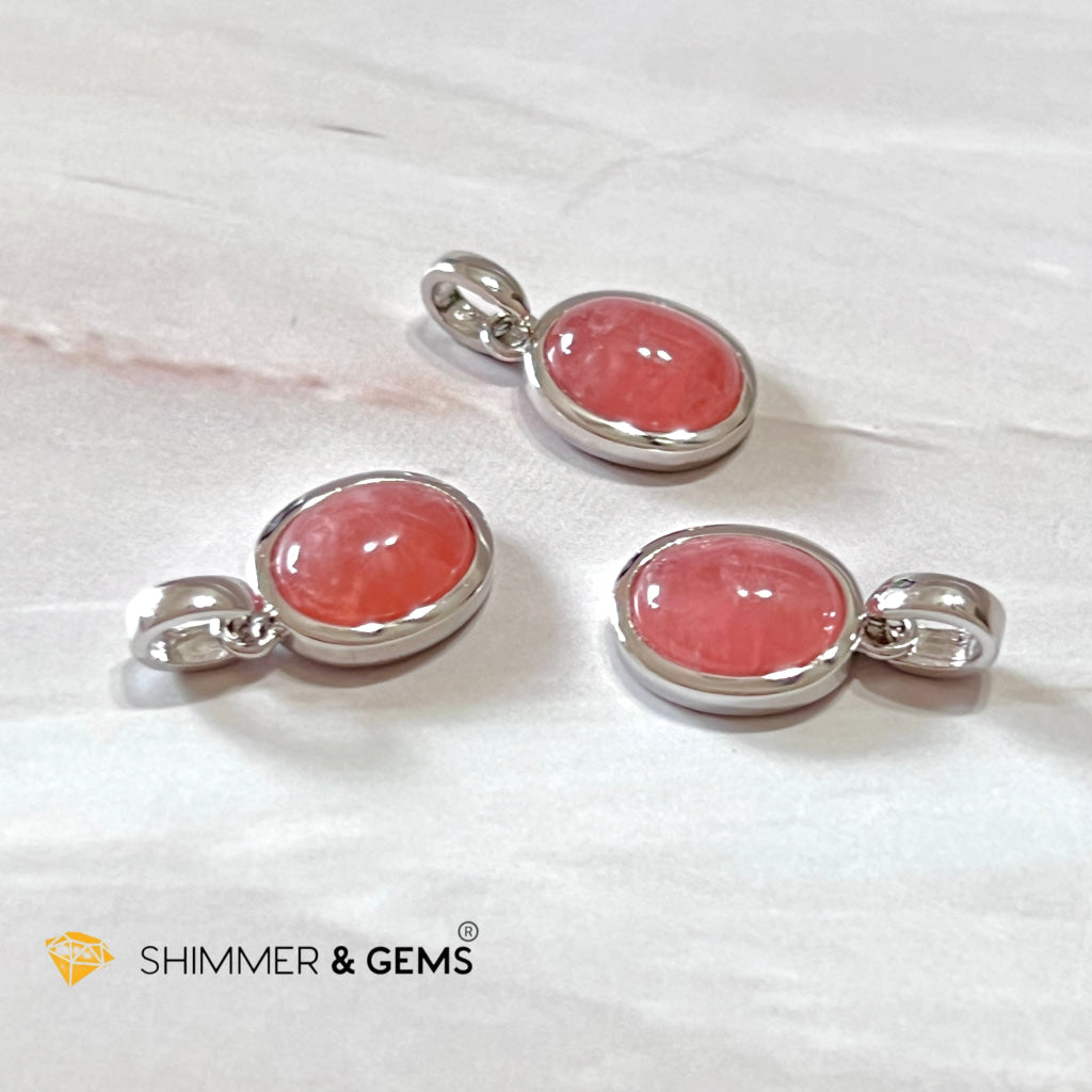 Rhodochrosite Oval 925 Silver Pendant