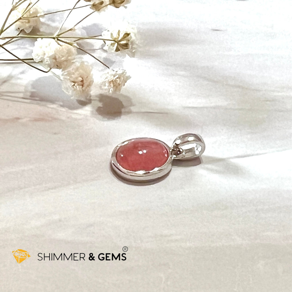 Rhodochrosite Oval 925 Silver Pendant