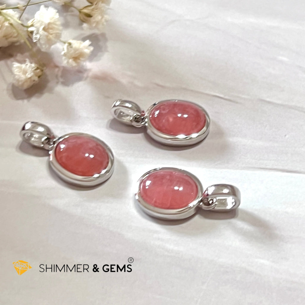 Rhodochrosite Oval 925 Silver Pendant