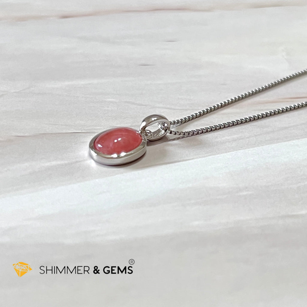 Rhodochrosite Oval 925 Silver Pendant