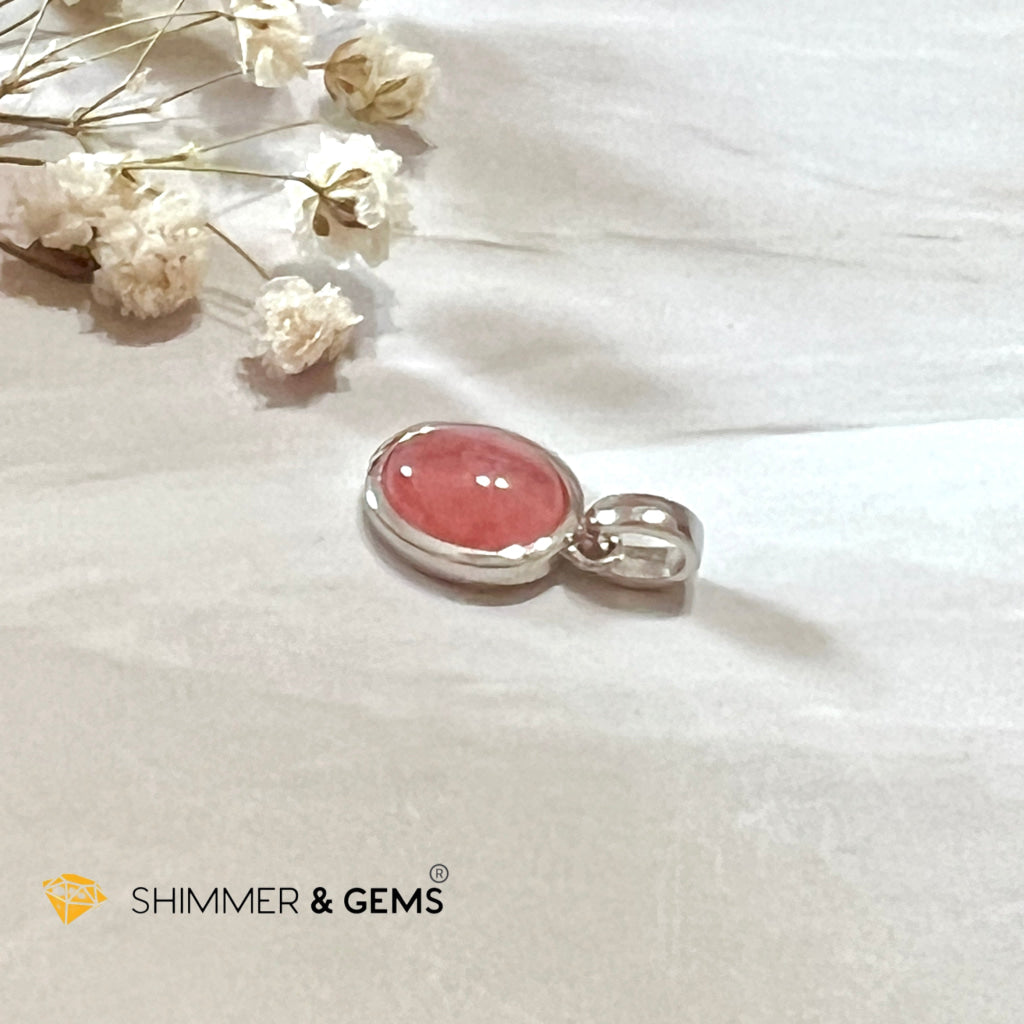 Rhodochrosite Oval 925 Silver Pendant 8X10Mm Only