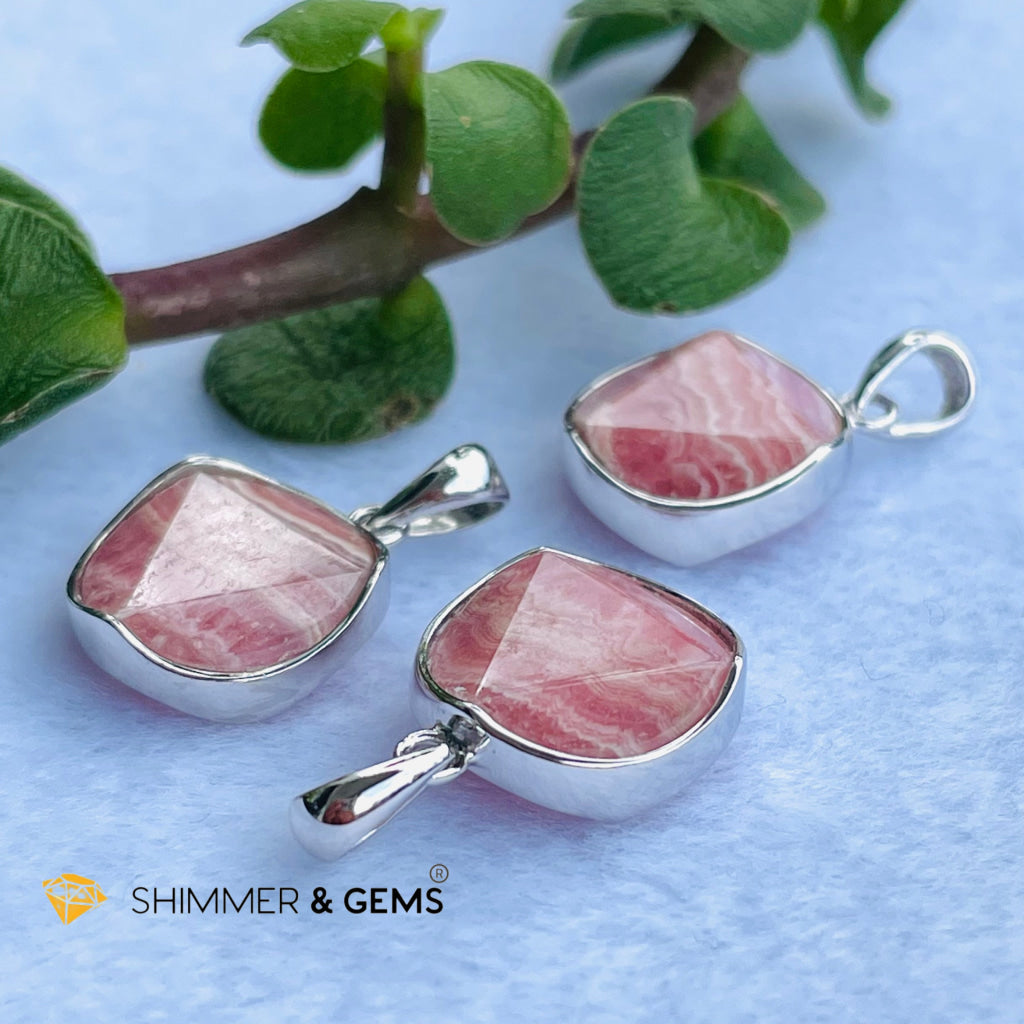 Star Of David Rhodochrosite 12Mm Pendants 925 Silver Charms &