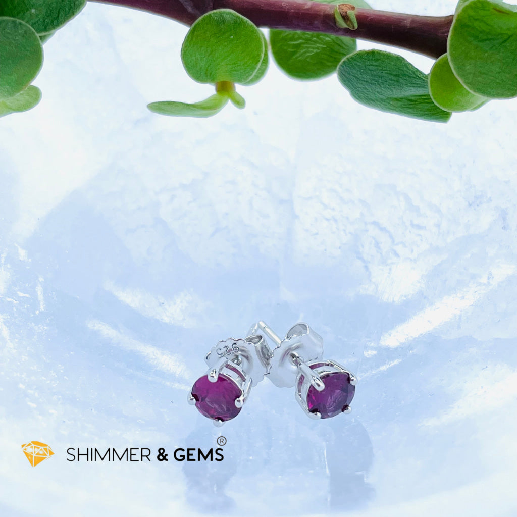 Rhodolite Garnet 5Mm Round Earrings