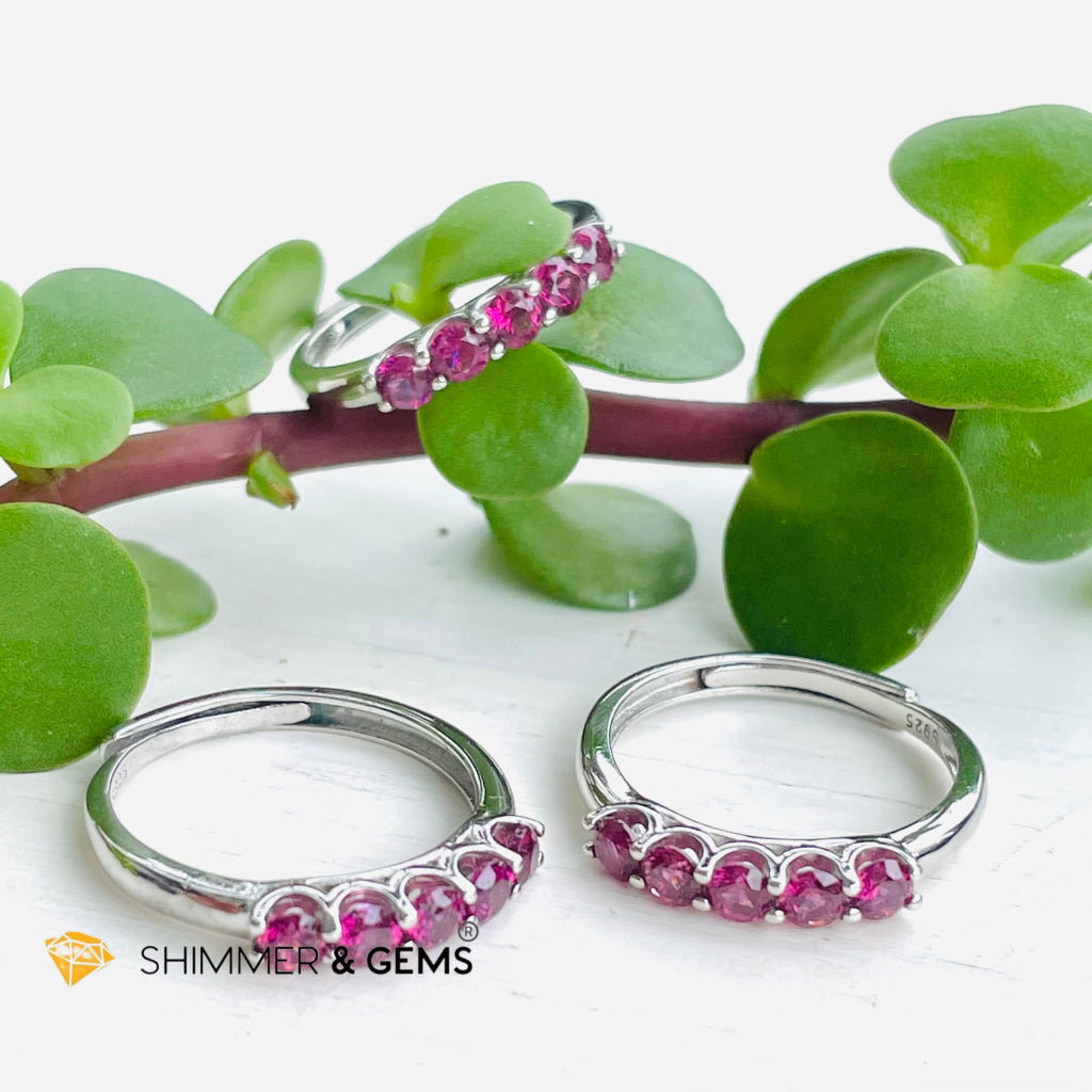 Rhodolite Garnet 925 Silver Adjustable Ring (Love And Energy) Rings