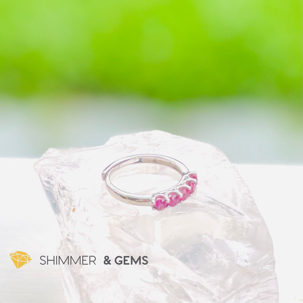 Rhodolite Garnet 925 Silver Adjustable Ring (Love And Energy) Rings