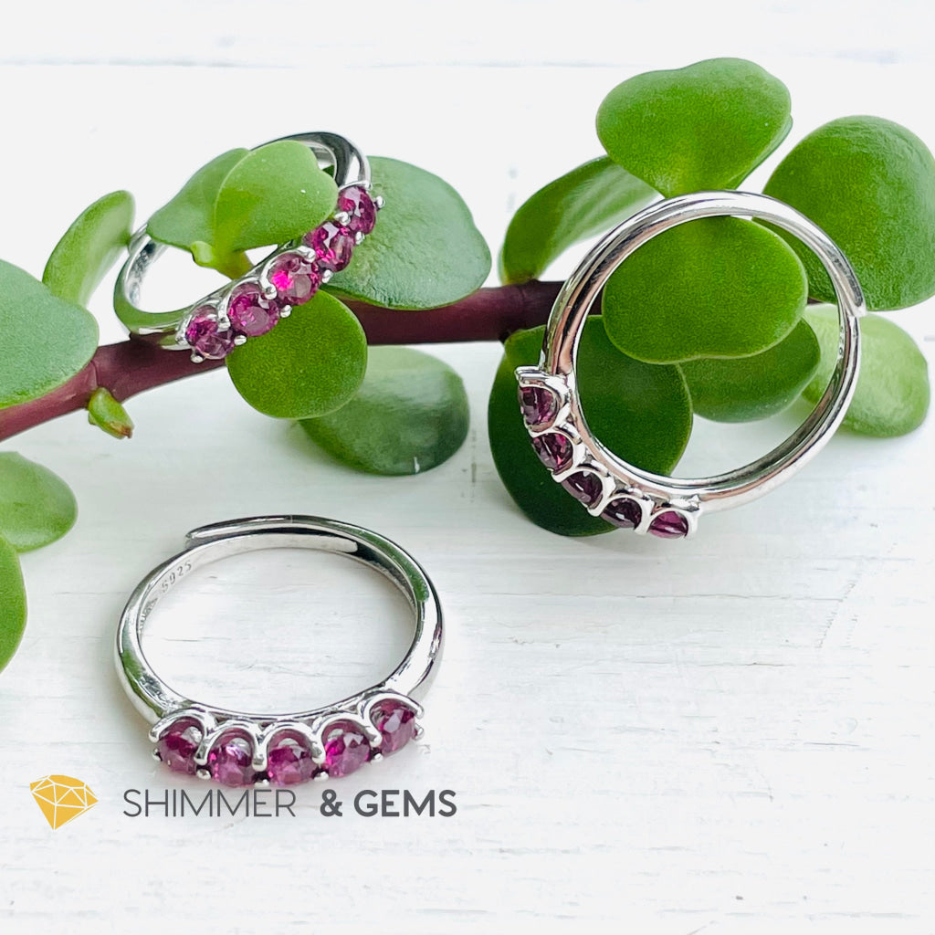 Rhodolite Garnet 925 Silver Adjustable Ring (Love And Energy) Rings