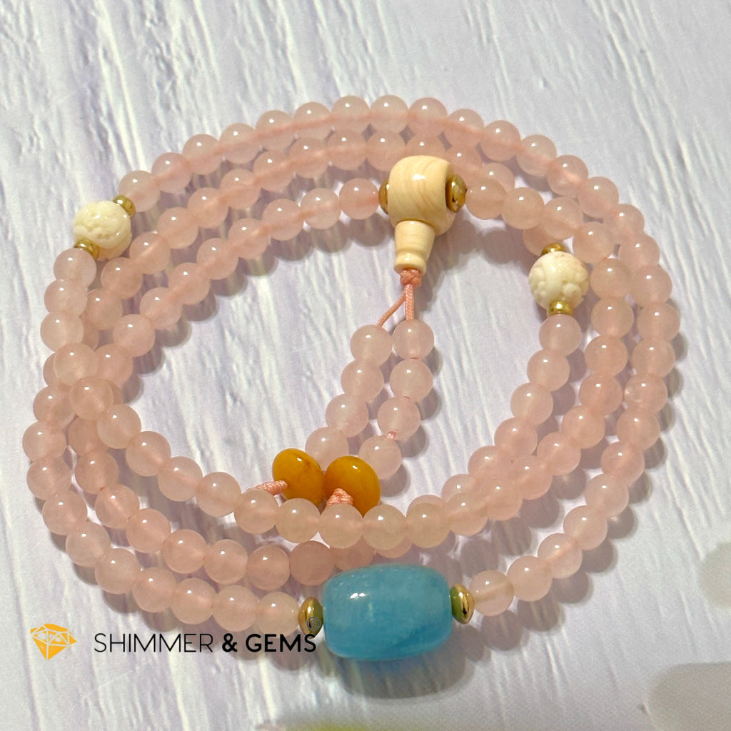 Rose Quartz 108 Mala Beads Necklace (6mm)