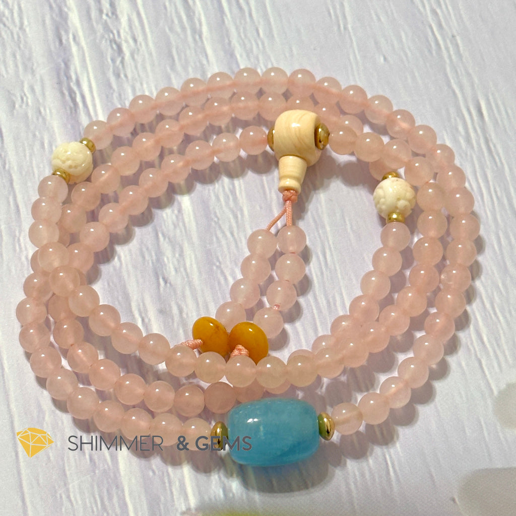 Rose Quartz 108 Mala Beads Necklace (6mm)