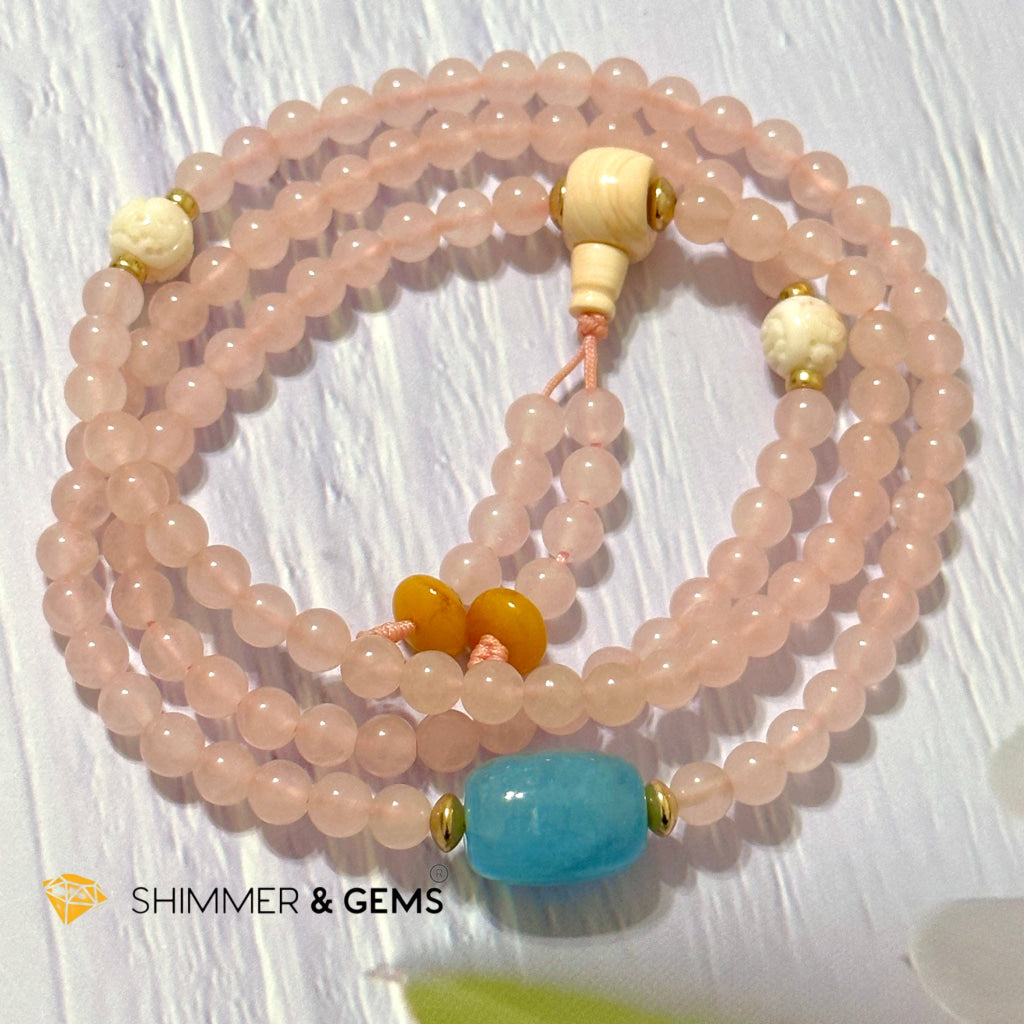 Rose Quartz 108 Mala Beads Necklace (6mm)