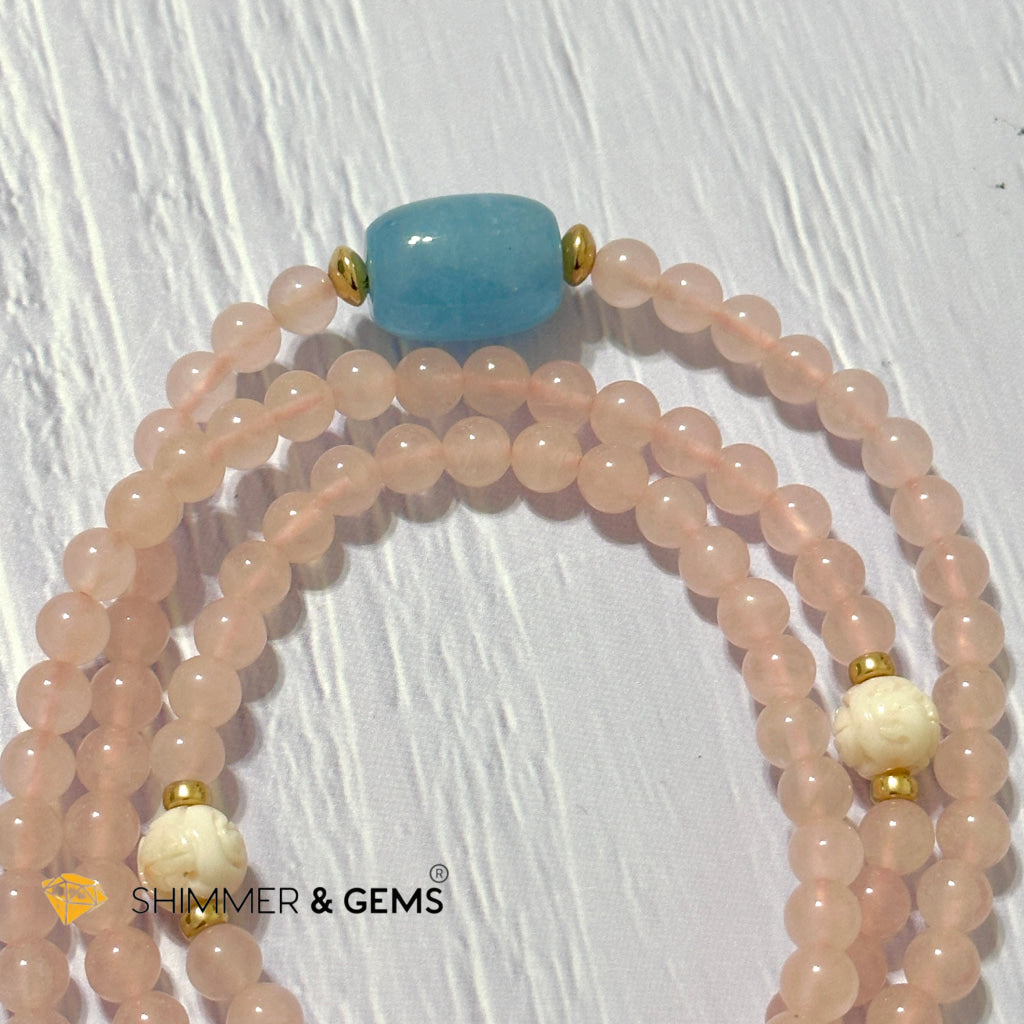 Rose Quartz 108 Mala Beads Necklace (6mm)