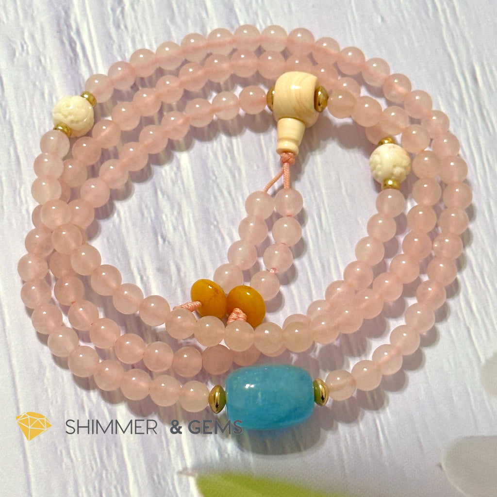 Rose Quartz 108 Mala Beads Necklace (6mm)