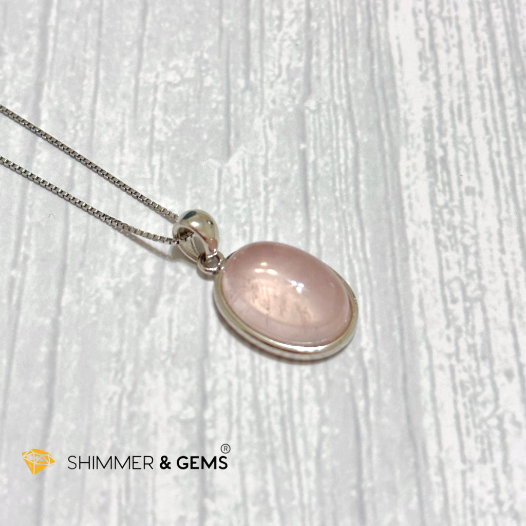 Rose Quartz 13x18mm Oval Pendant 925 Silver