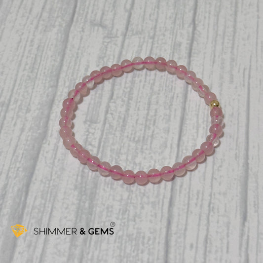 Rose Quartz 4mm Bracelet with 14k gold filled bead