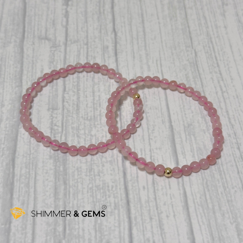 Rose Quartz 4mm Bracelet with 14k gold filled bead