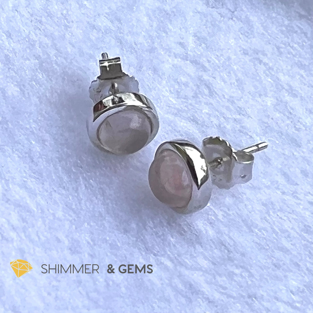 Rose Quartz 6Mm Round Earrings (Love And Harmony)