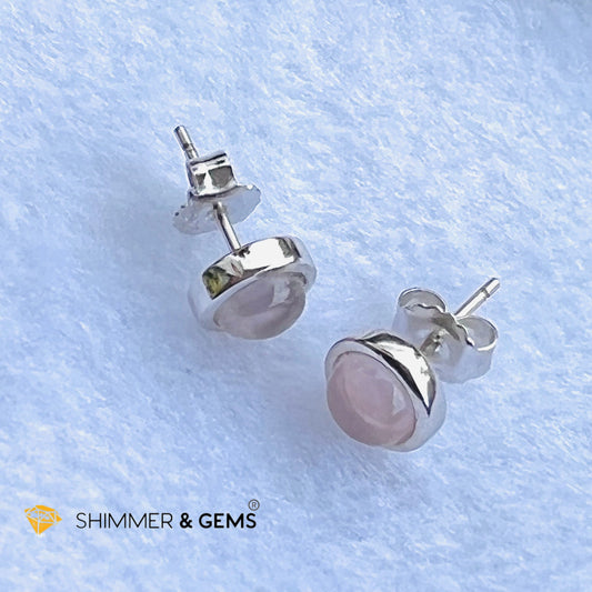 Rose Quartz 6Mm Round Earrings (Love And Harmony)