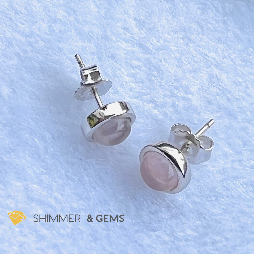 Rose Quartz 6Mm Round Earrings (Love And Harmony)