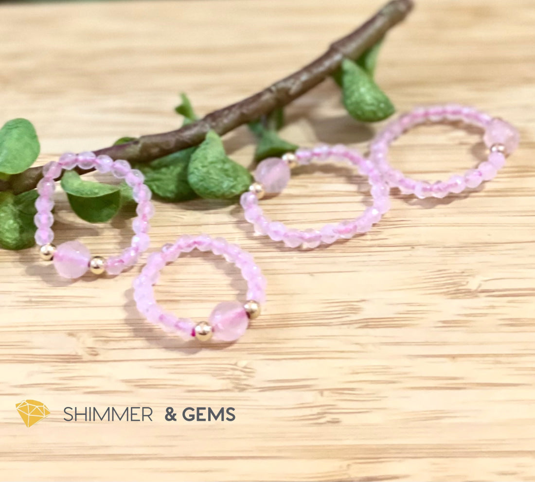 Rose Quartz Crystal Beads Ring (Self Love) Rings