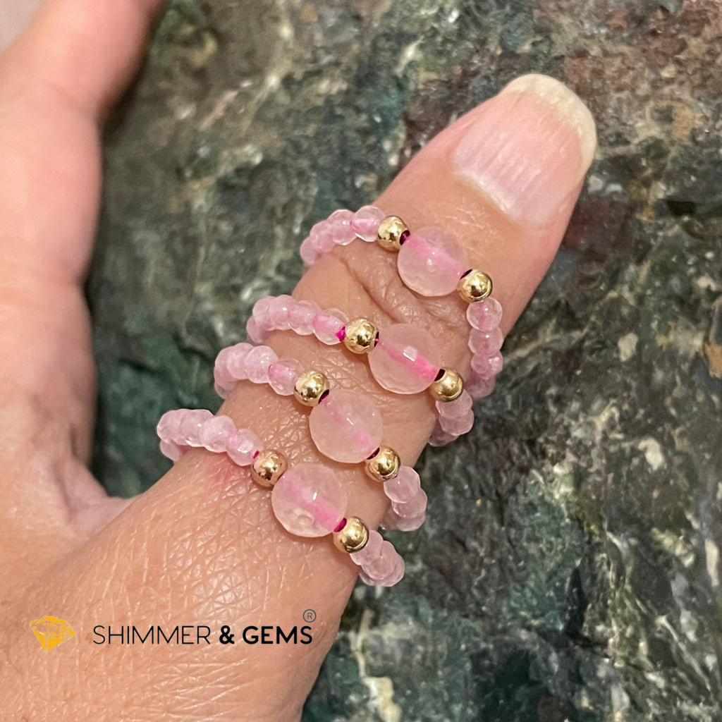 Rose Quartz Crystal Beads Ring (Self Love) Rings