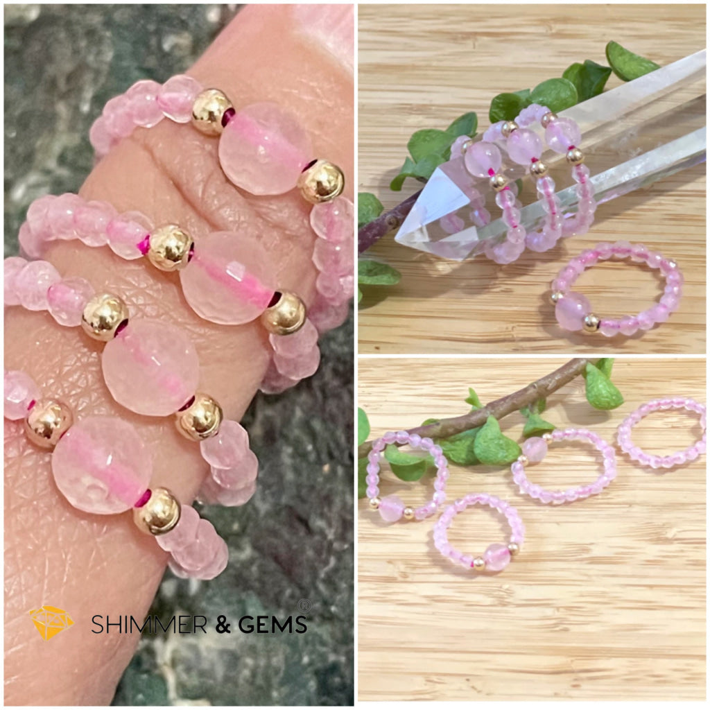 Rose Quartz Crystal Beads Ring (Self Love) Rings