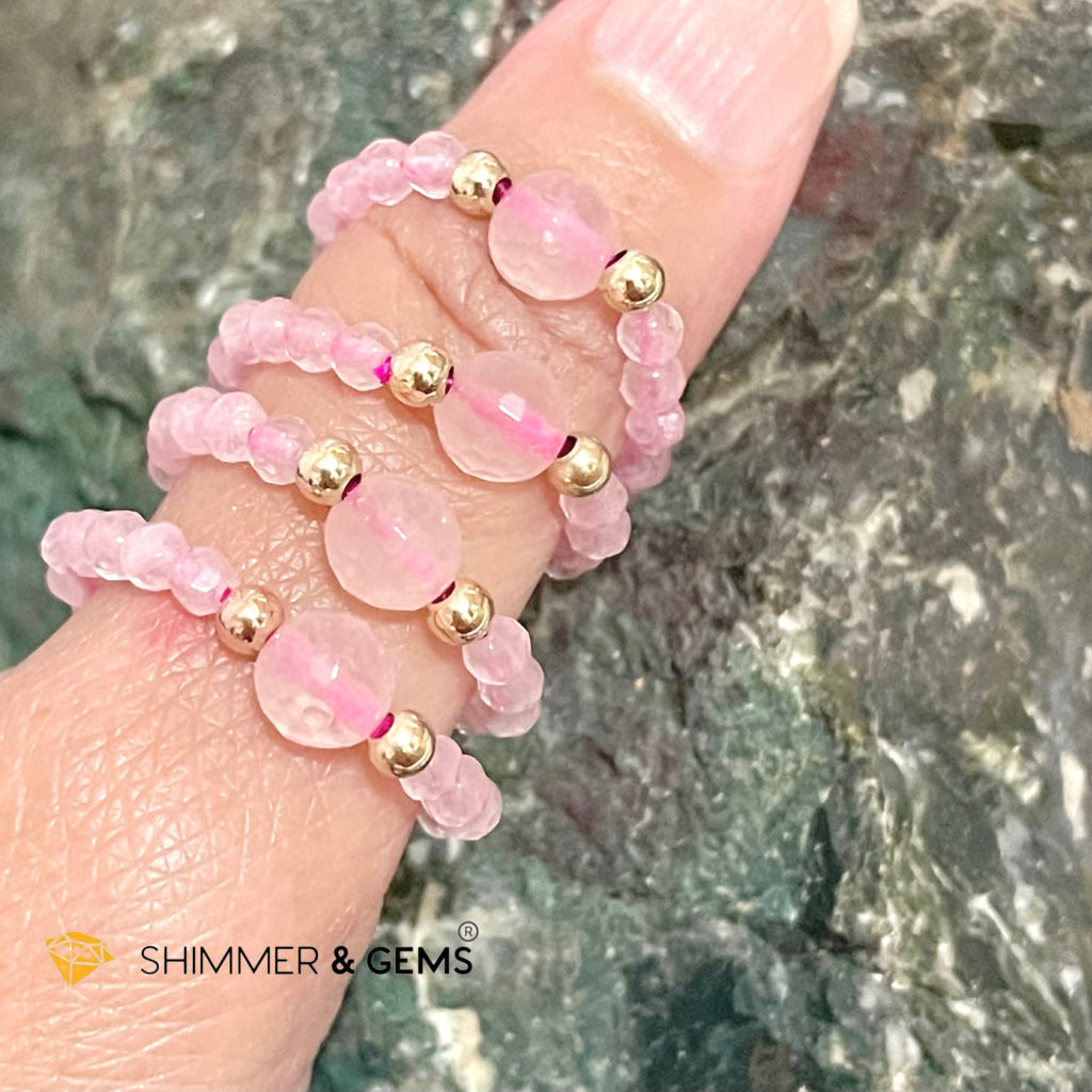 Rose Quartz Crystal Beads Ring (Self Love) Rings