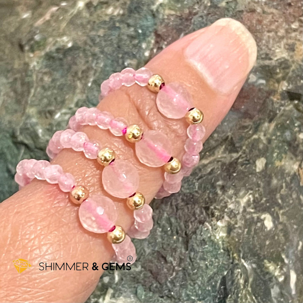 Rose Quartz Crystal Beads Ring (Self Love) Rings