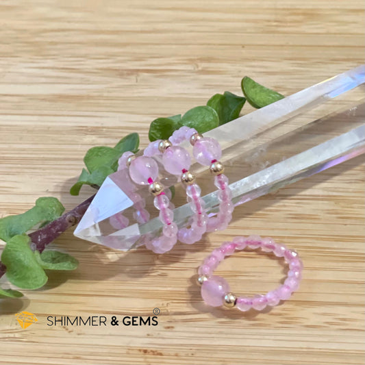 Rose Quartz Crystal Beads Ring (Self Love) Us 5 (Per Piece) Rings