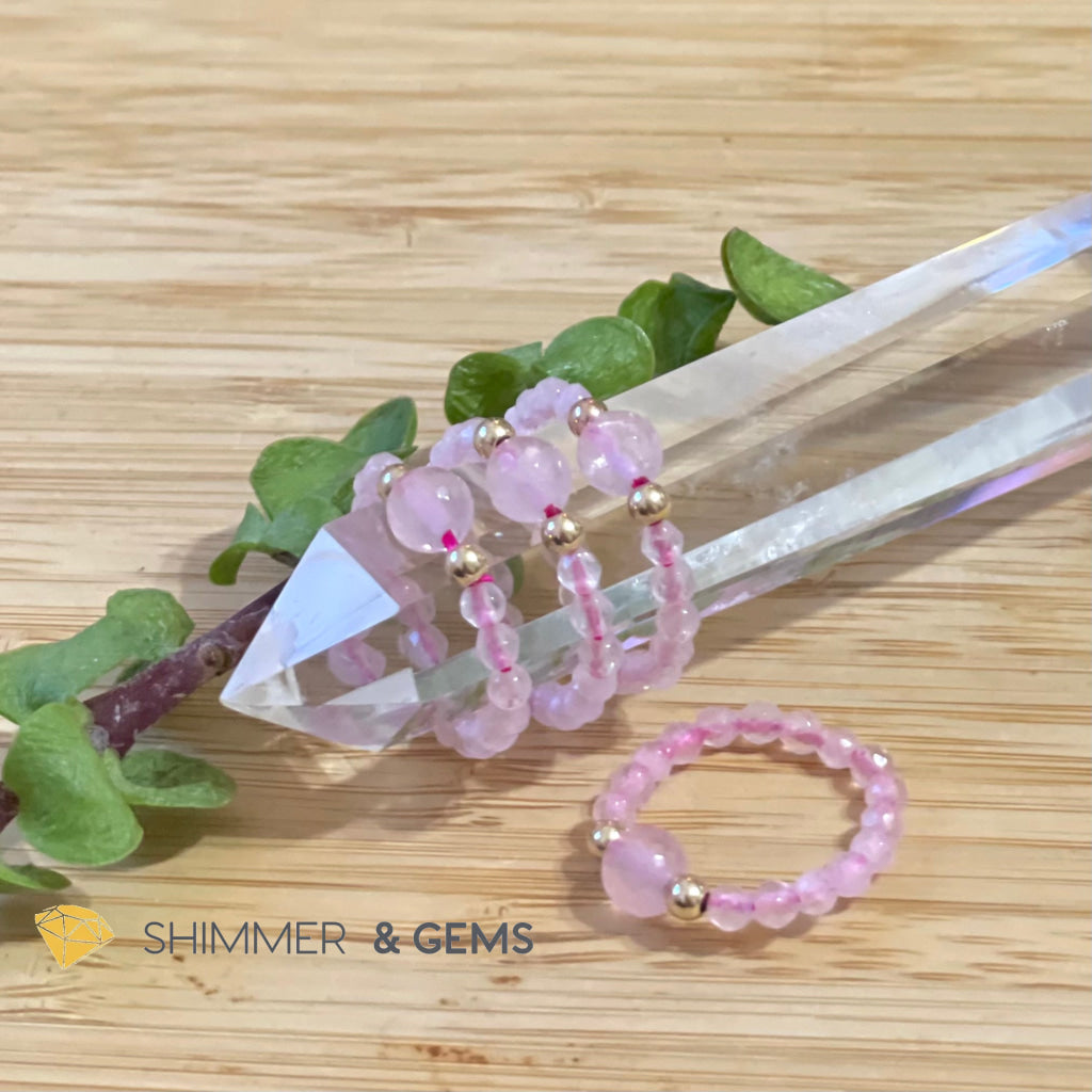Rose Quartz Crystal Beads Ring (Self Love) Us 5 (Per Piece) Rings