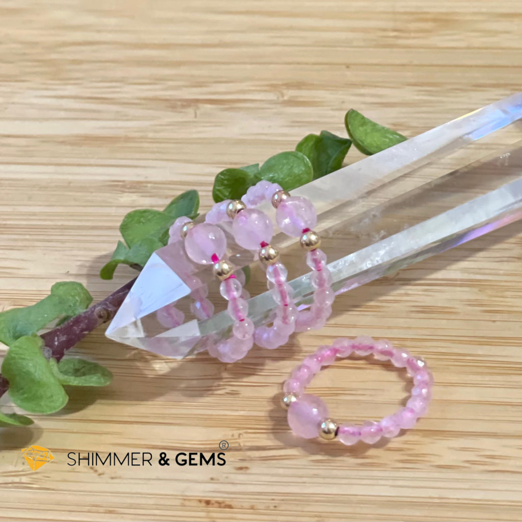 Rose Quartz Crystal Beads Ring (Self Love) Us 5 (Per Piece) Rings