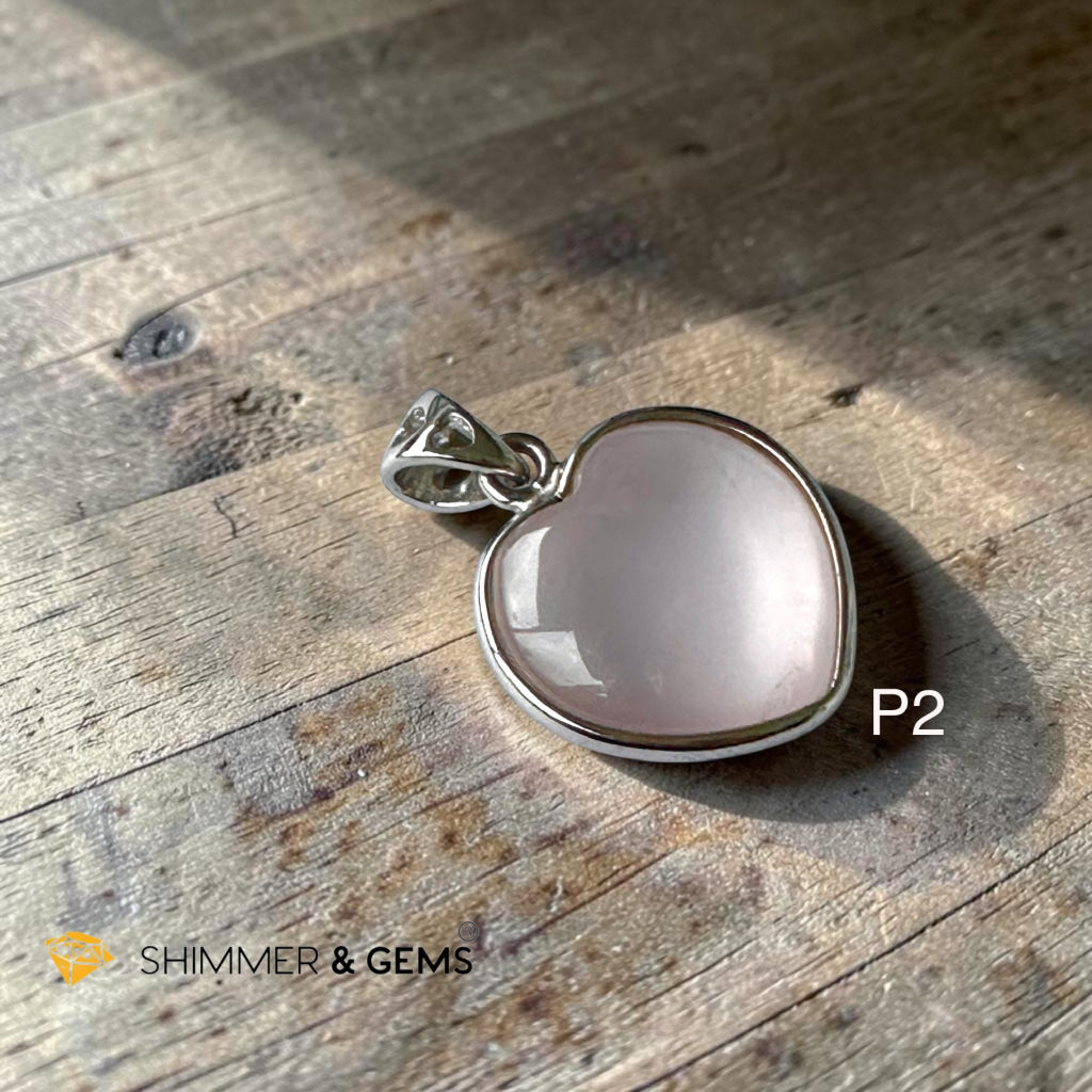 Rose Quartz Heart 20mm Pendant in 925 Silver (Love & Harmony)