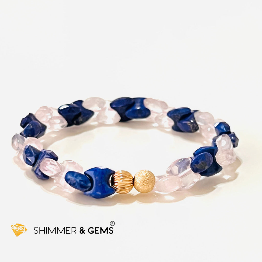 Rose Quartz & Lapis Lazuli Chain Healing Bracelet (Alignment Balance) Bracelets