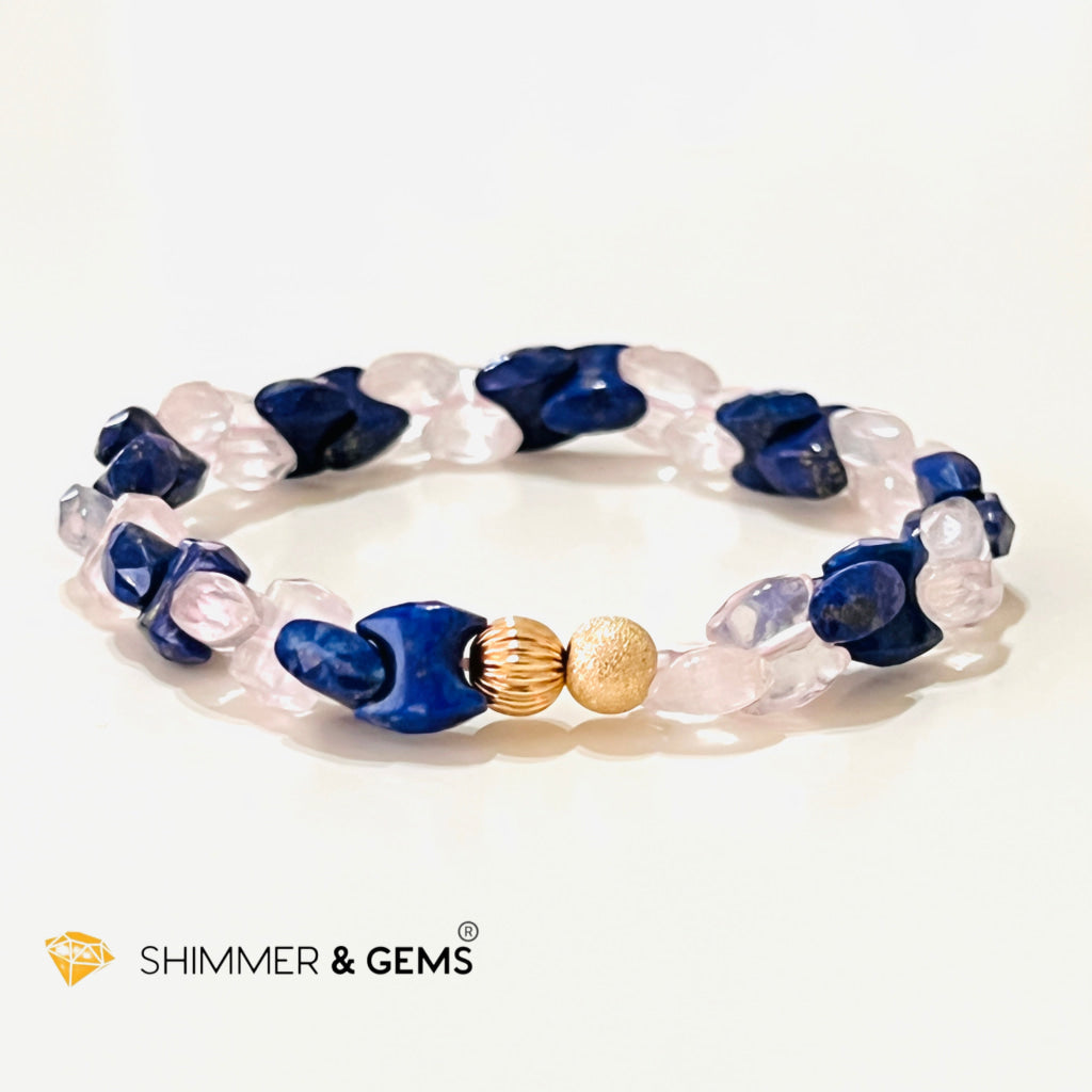 Rose Quartz & Lapis Lazuli Chain Healing Bracelet (Alignment Balance) Bracelets