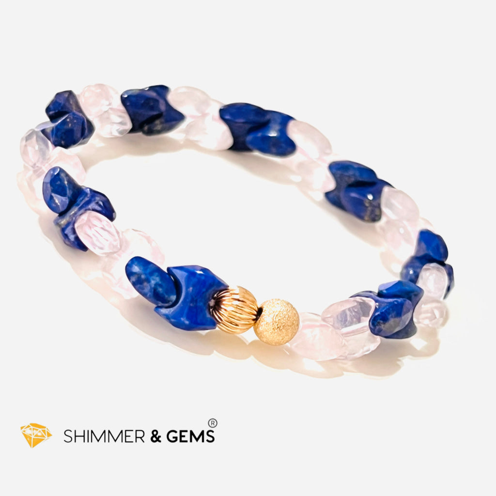 Rose Quartz & Lapis Lazuli Chain Healing Bracelet (Alignment Balance) Bracelets