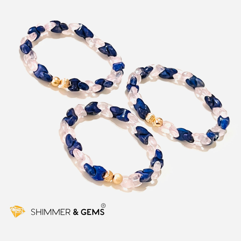 Rose Quartz & Lapis Lazuli Chain Healing Bracelet (Alignment Balance) Bracelets